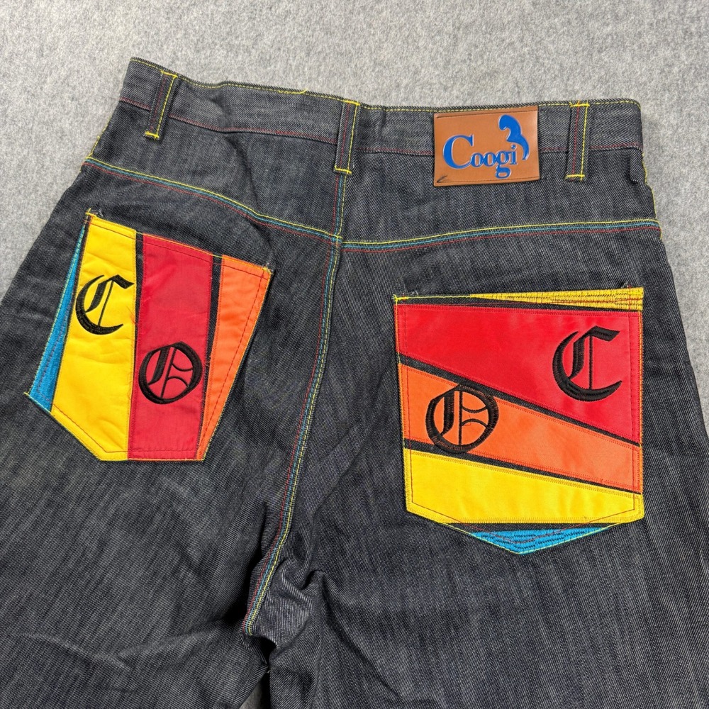 Vintage Y2K Baggy Denim Embroidered Shorts Men's Size 38 Coogi Style Hip Hop